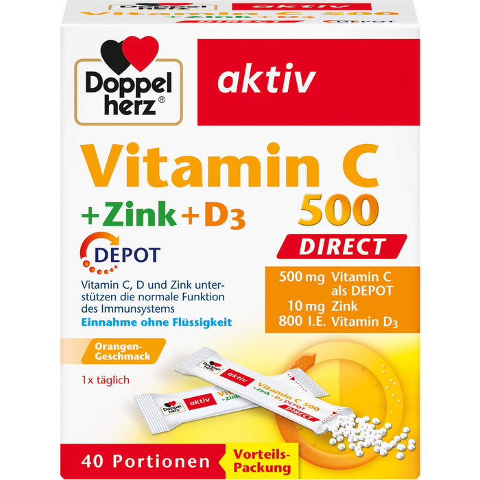 Doppelherz Vitamin C 500+Zink+D3 Depot Direct, 40 St PEL