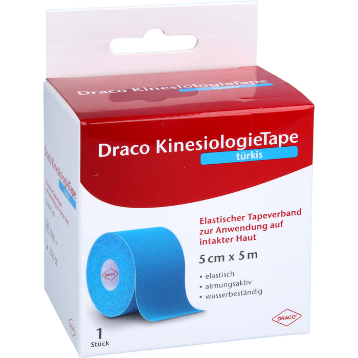 Draco KinesiologieTape 5 cm x 5 m türkis elastischer Tapeverband, 1 St. Verband