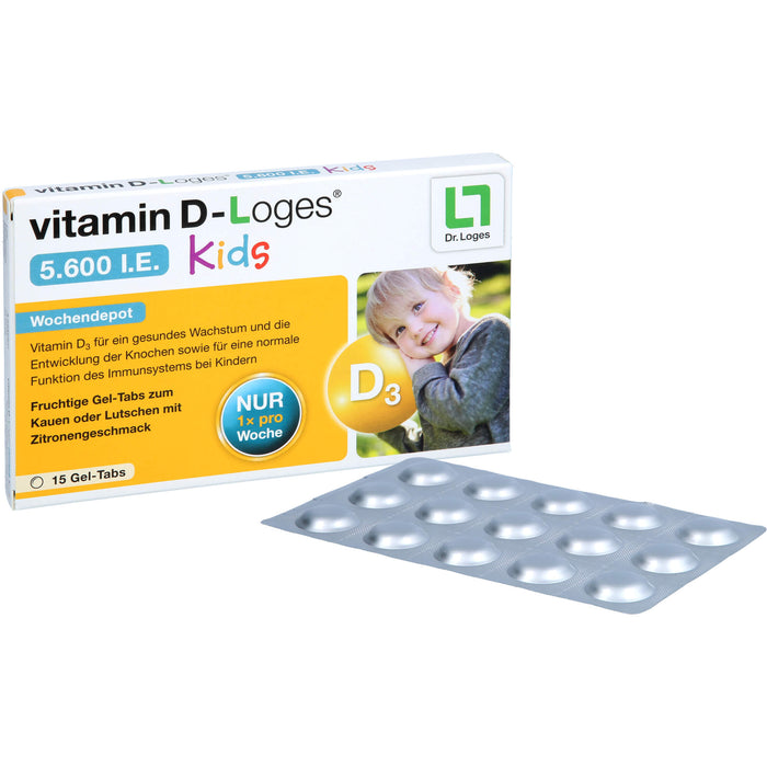 Vitamin D-loges 5.600 I.E Kids fruchtige Gel-Tabs, 15 pcs. Gum drops