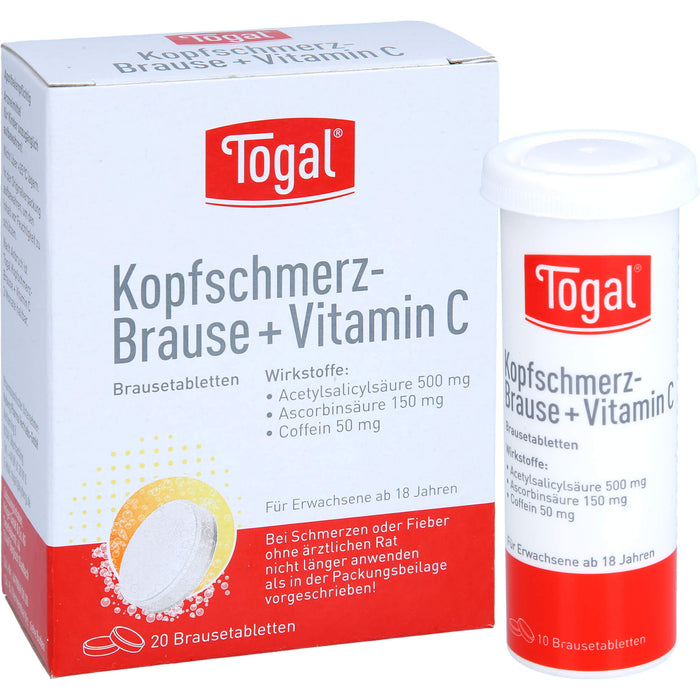 Togal Kopfschmerz-Brause + Vitamin C Brausetabletten, 20 St. Tabletten