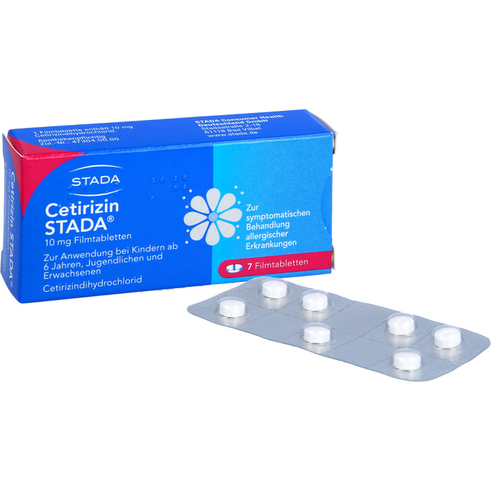 Cetirizin STADA 10 mg Filmtabletten zur symptomatischen Behandlung allergischer Erkrankungen, 7 pcs. Tablets