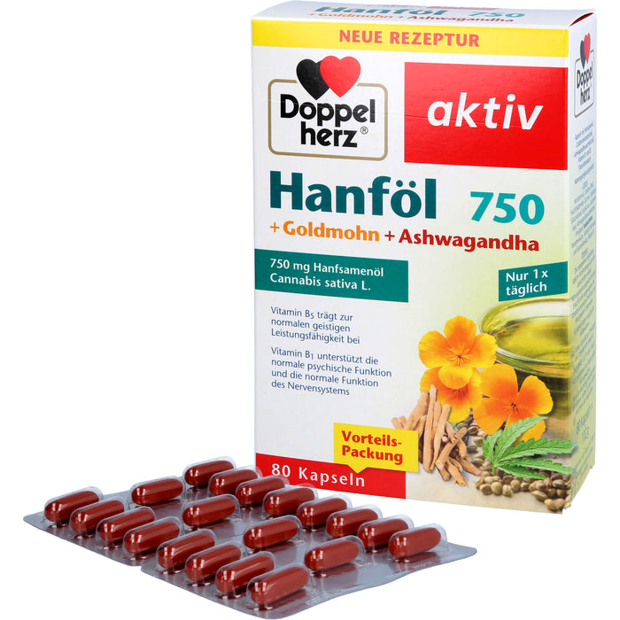 Doppelherz Hanföl+Goldmohn+Ashwagandha, 80 St KAP