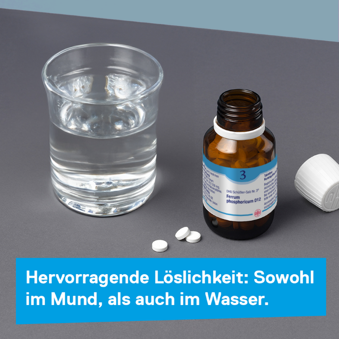 DHU Schüßler-Salz Nr. 3 Ferrum phosphoricum D6 – Das Mineralsalz des Immunsystems – das Original – umweltfreundlich im Arzneiglas, 900 pc Tablettes