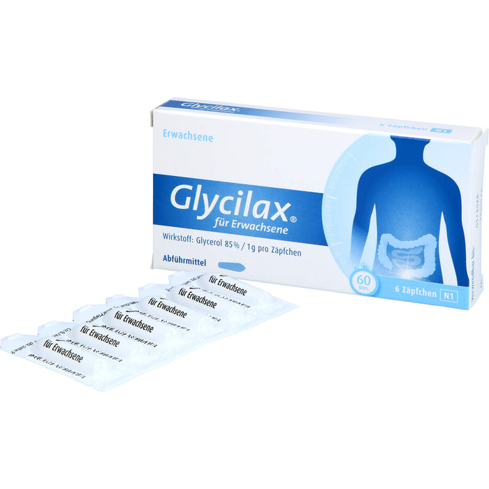 Glycilax für Erwachsene Zäpfchen Abführmittel, 6 pc Suppositoires