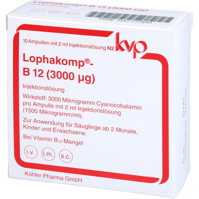 Lophakomp-B12 (3000 µg) Ampullen zur parenteralen B 12-Therapie in Depotform, 10 pcs. Ampoules