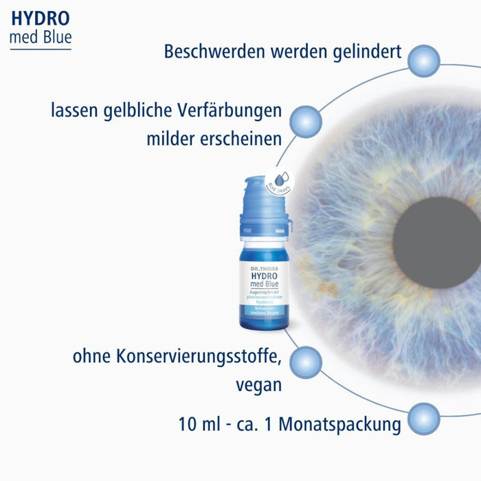 DR. THEISS Hydro med Blue Augentropfen Befeuchtung und Pflege trockener Augen, 10 ml Solution