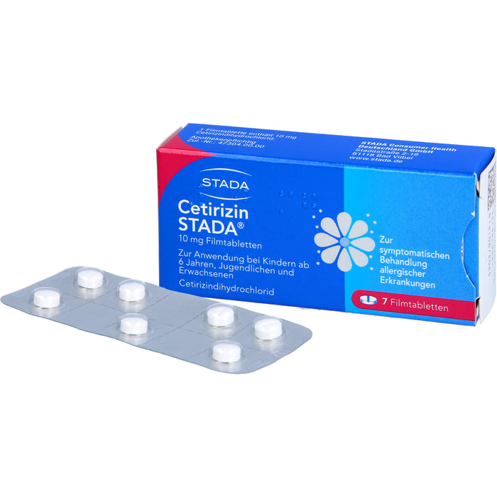 Cetirizin STADA 10 mg Filmtabletten zur symptomatischen Behandlung allergischer Erkrankungen, 7 pc Tablettes