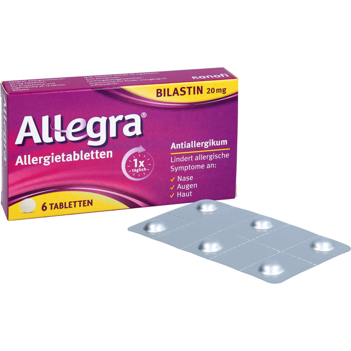 Allegra 20 mg Allergietabletten lindert allergische Symptome, 6 pc Tablettes