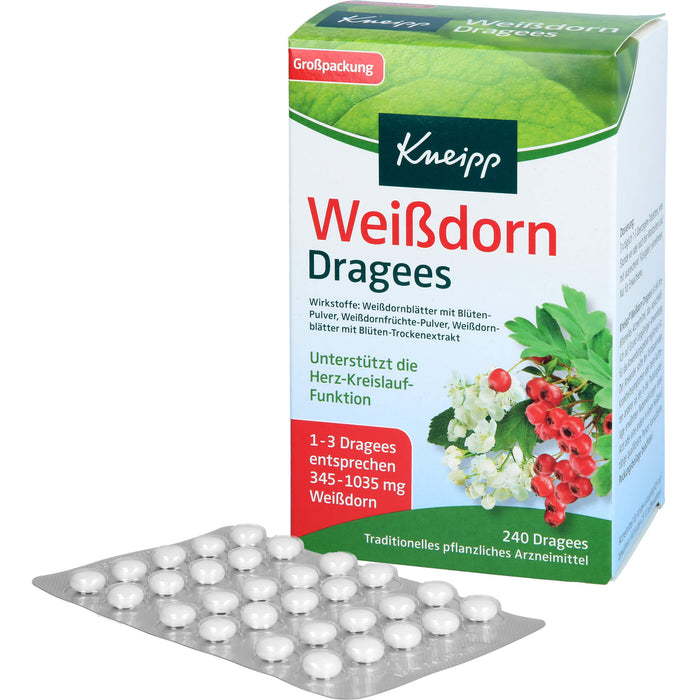 Kneipp Weißdorn Dragees unterstützt die Herz-Kreislauf-Funktion, 240 St. Tabletten