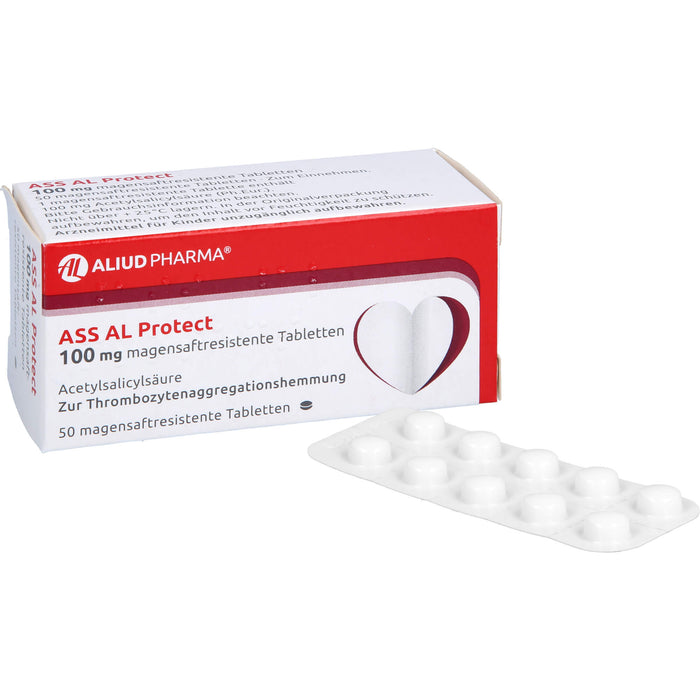 ASS AL Protect 100 mg magensaftresistente Tabletten zur Thrombozytenaggregationshemmung, 50 pcs. Tablets