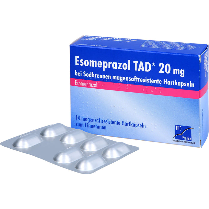 Esomeprazol TAD 20 mg bei Sodbrennen magensaftresistente Hartkapseln, 14 pcs. Capsules