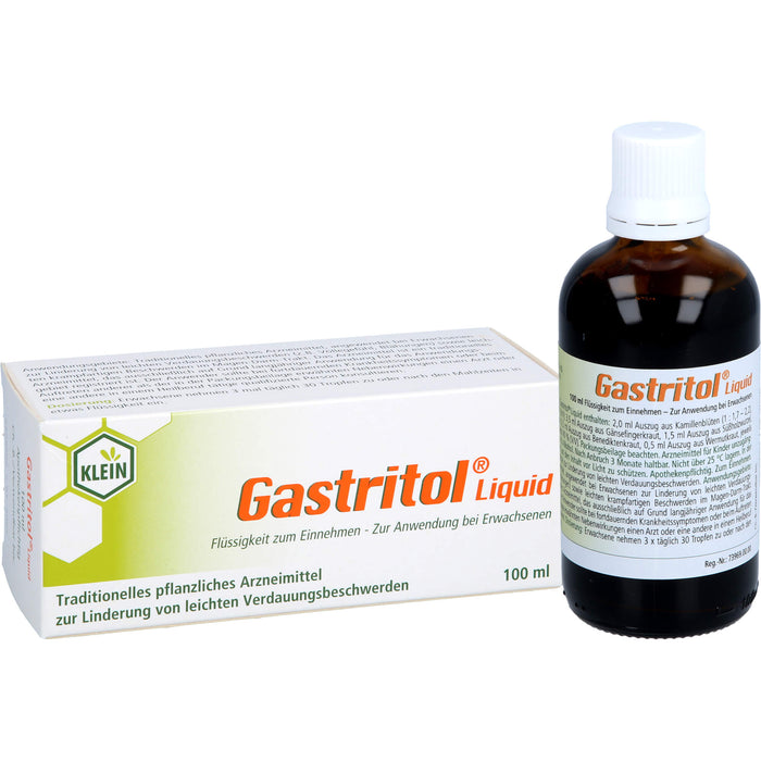 Gastritol Liquid lindert leichte Verdauungsbeschwerden, sowie leichte krampfartige Bauchbeschwerden, 100 ml Solution