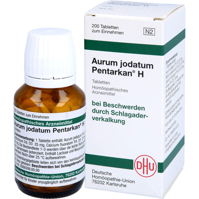 DHU Aurum jodatum Pentarkan H Tabletten bei Beschwerden durch Schlagaderverkalkung, 200 pc Tablettes