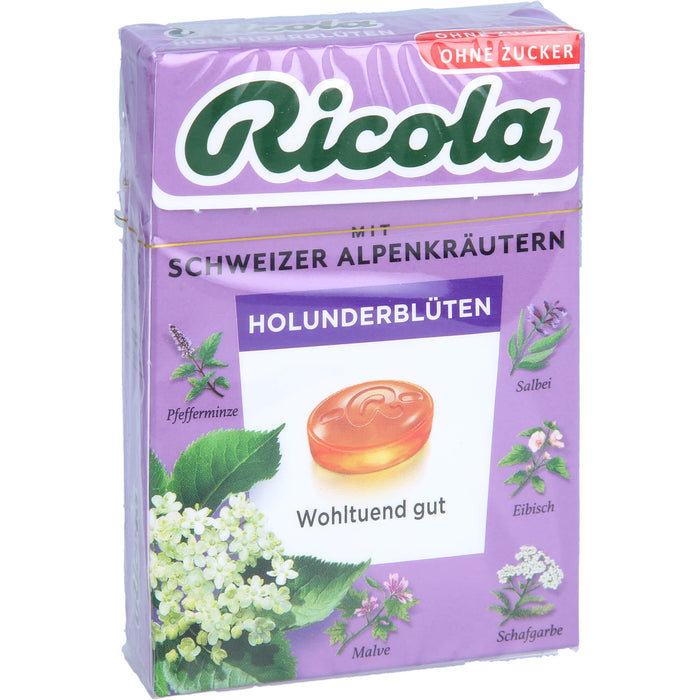 Ricola Schweizer Kräuterbonbons Box Holunderblüten ohne Zucker, 50 g Candies