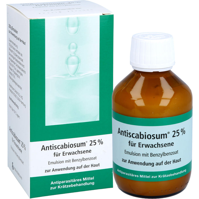 Antiscabiosum 25 % für Erwachsene Emulsion bei Krätze, 200 ml Solution