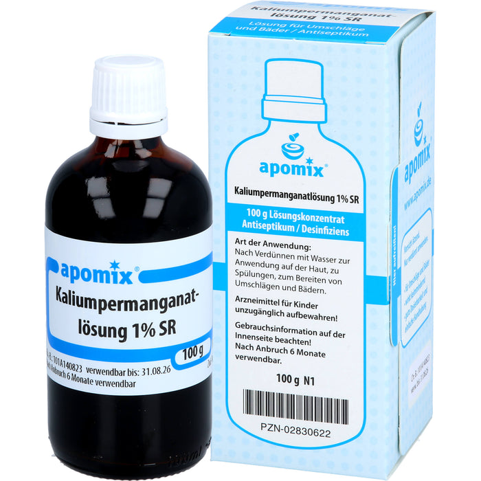 apomix Kaliumpermanganat Lösung 1% SR Antiseptikum für Umschläge und Bäder, 100 ml Solution