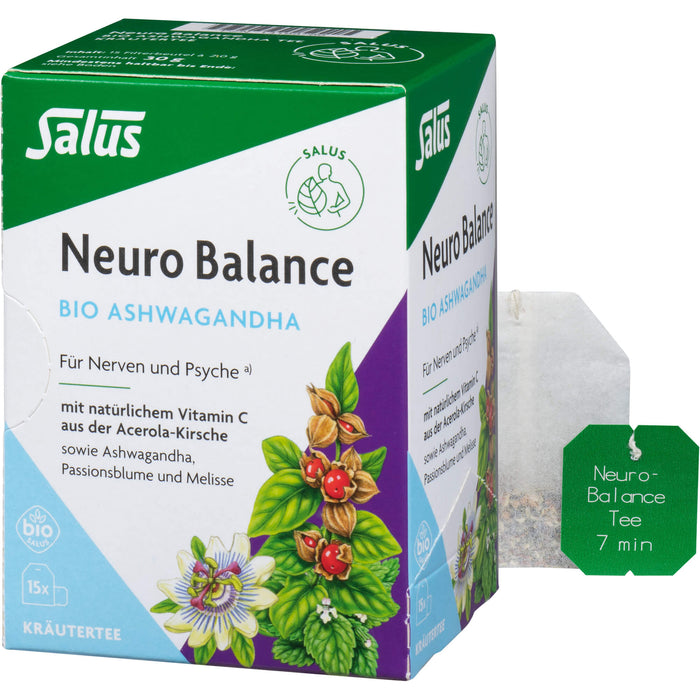 Salus Neuro Balance Bio Ashwagandha Tee für Nerven und Psyche, 15 pcs. Tea