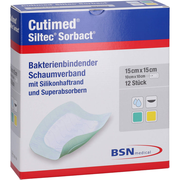 Cutimed Siltec Sorbact B 15x15cm, 12 St KOM