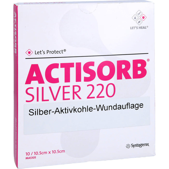 ACTISORB 220 Silver 9,5 x 6,5 cm sterile Silber-Aktivkohle-Wundauflage, 10 pcs. Compresses