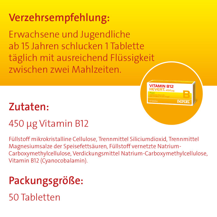 Vitamin B12 Hevert 450 µg Tabletten, 50 pcs. Tablets