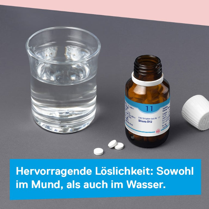 DHU Schüßler-Salz Nr. 11 Silicea D12 – Das Mineralsalz der Haare, der Haut und des Bindegewebes – das Original – umweltfreundlich im Arzneiglas, 80 St. Tabletten