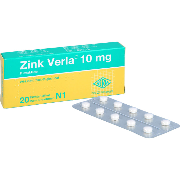 Zink Verla 10 mg Filmtabletten, 20 pc Tablettes