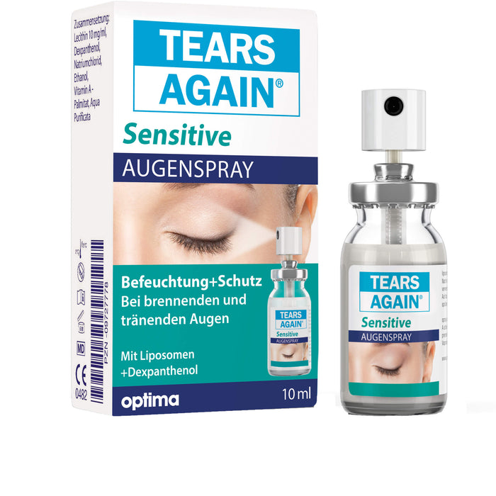 TEARS AGAIN Sensitive Augenspray, zur Behandlung trockener Augen, zur Pflege der Augenpartie, mit Dexpanthenol, 10 ml Lösung