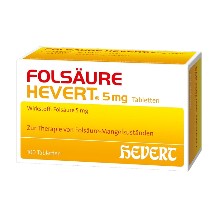 Folsäure Hevert 5 mg zur Therapie von Folsäure-Mangelzuständen, 100 St. Tabletten