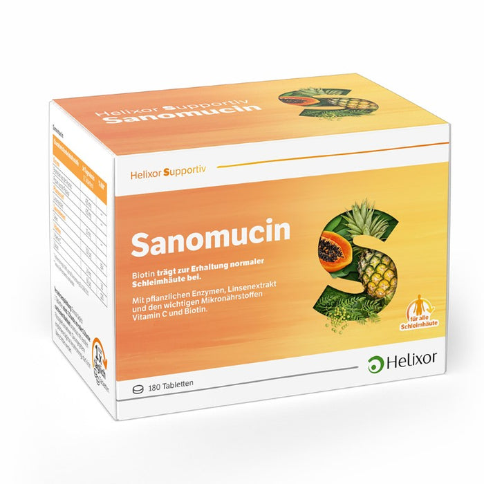 Helixor supportiv Sanomucin - mit pflanzlichen Enzymen, Linsenextrakt und den wichtigen Mikronährstoffen Vitamin C und Biotin, 180 pc Tablettes