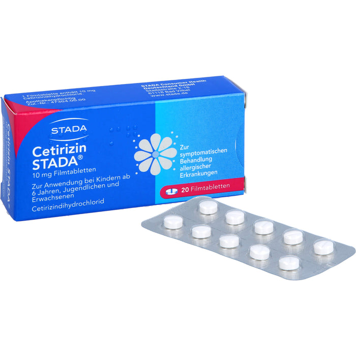 Cetirizin STADA 10 mg Filmtabletten zur symptomatischen Behandlung allergischer Erkrankungen, 20 pcs. Tablets