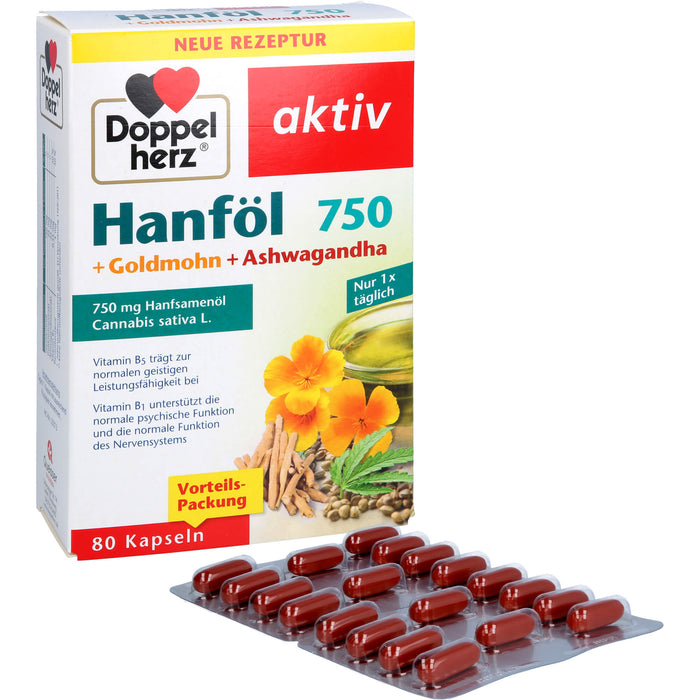 Doppelherz Hanföl+Goldmohn+Ashwagandha, 80 St KAP