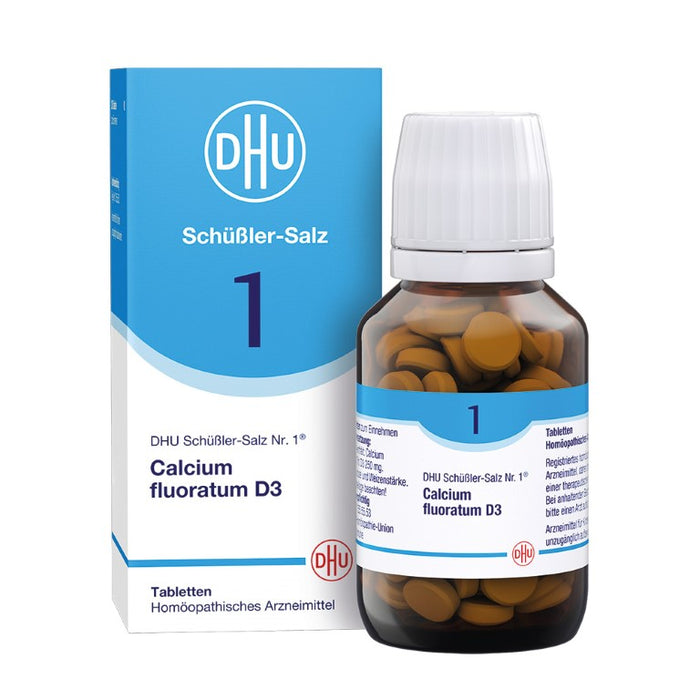 DHU Schüßler-Salz Nr. 1 Calcium fluoratum D3 – Das Mineralsalz des Bindegewebes, der Gelenke und Haut – das Original – umweltfreundlich im Arzneiglas, 200 pcs. Tablets