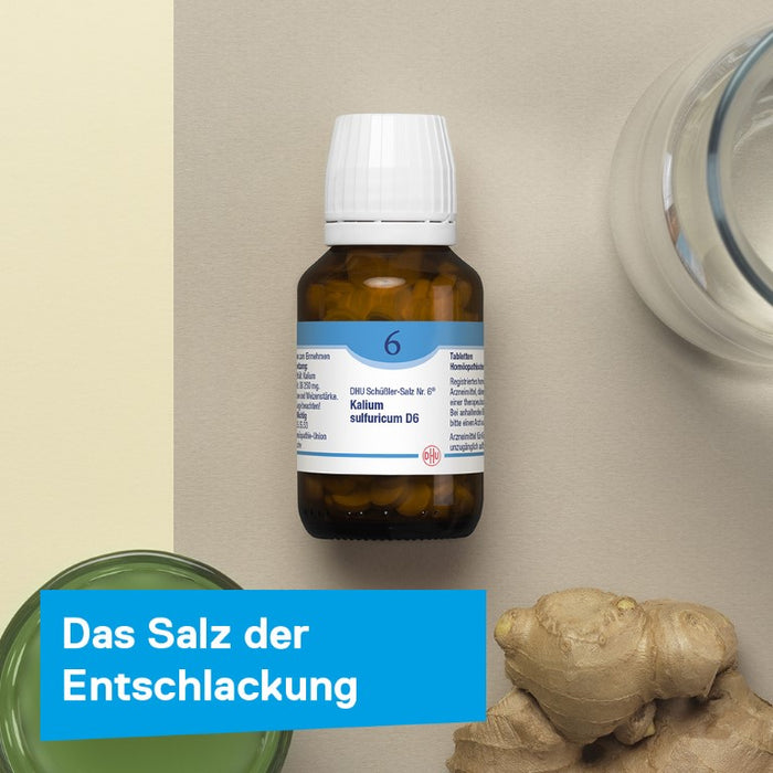 DHU Schüßler-Salz Nr. 6 Kalium sulfuricum D12 – Das Mineralsalz der Entschlackung – das Original – umweltfreundlich im Arzneiglas, 420 St. Tabletten