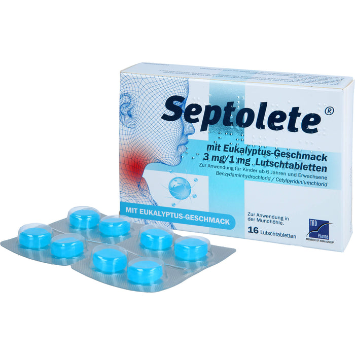 Septolete mit Eukalyptus-Geschmack 3 mg / 1 mg Lutschtabletten, 16 pc Tablettes