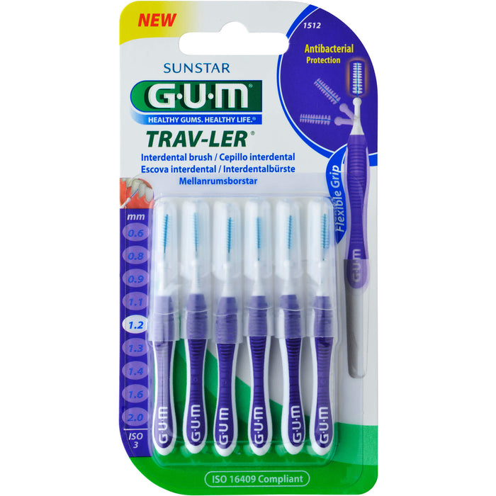 GUM TRAV-LER lila Kerze 1,2 mm Interdentalbürsten, 5 pc Brosses interdentaires