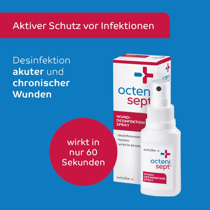 octenisept Wund-Desinfektion Spray - schmerzfreies Antiseptikum zur Behandlung von akuten und chronischen Wunden, schützt vor Wundinfektionen, 50 ml Solution