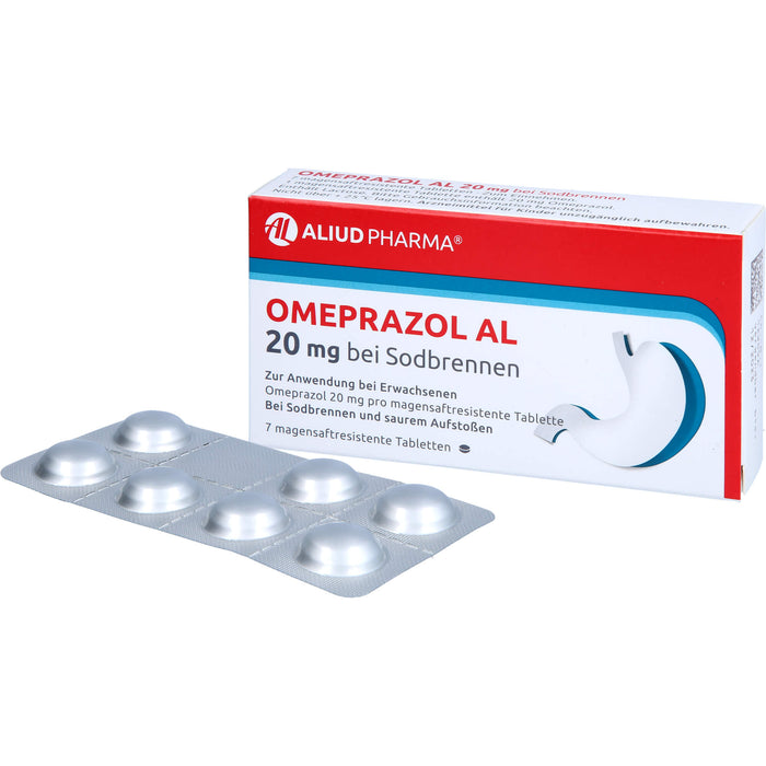 Omeprazol AL 20 mg Tabletten bei Sodbrennen, 7 pc Tablettes