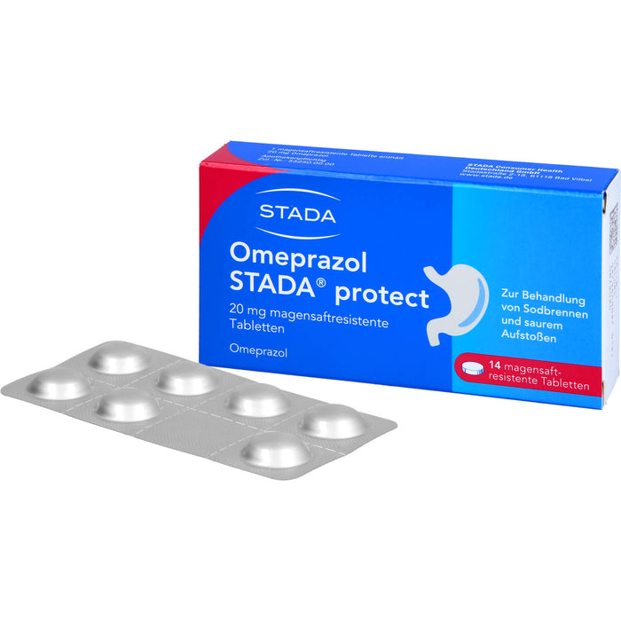 Omeprazol STADA protect 20 mg Tabletten bei Sodbrennen, 14 pc Tablettes