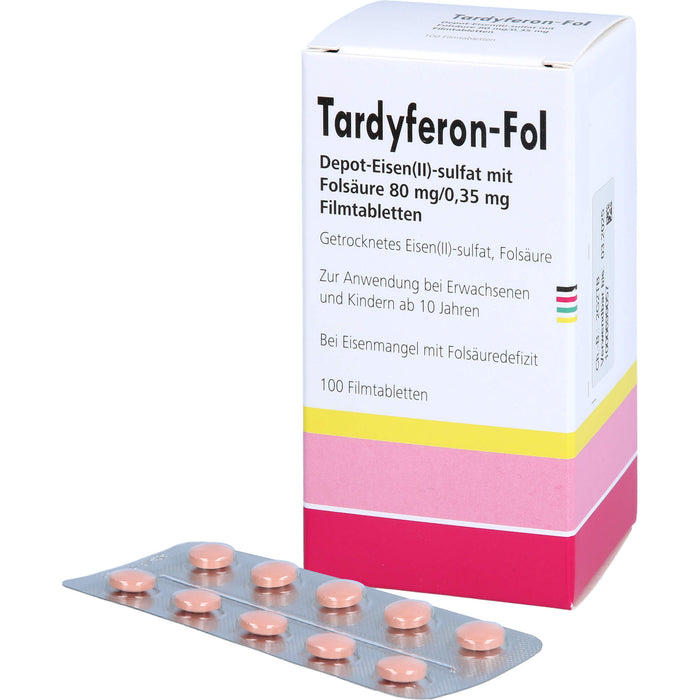 Tardyferon-Fol Depot-Eisen(II)-sulfat mit Folsäure 80 mg/0,35 mg Eurim Filmtabletten, 100 pcs. Tablets