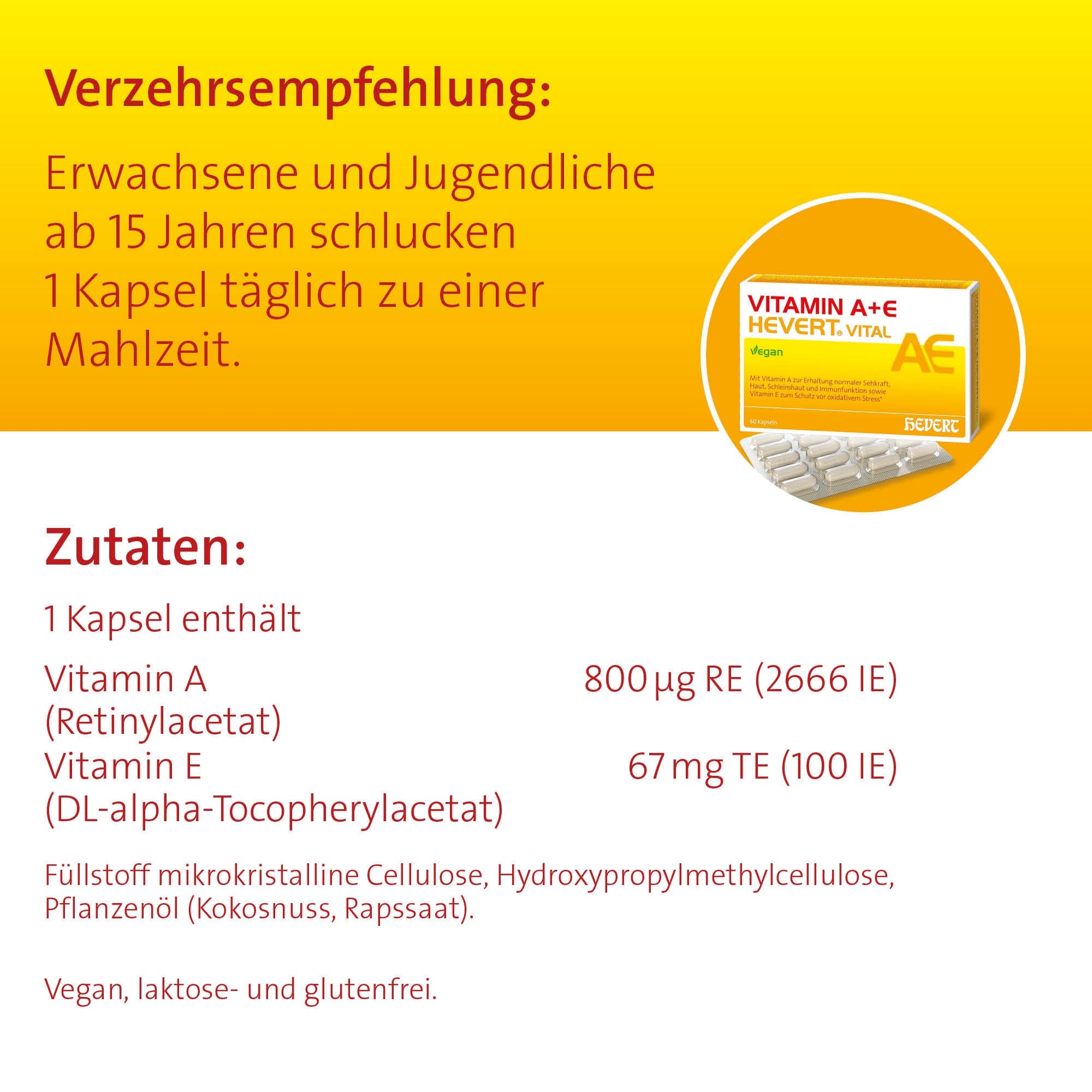 Vitamin A+E Hevert Vital, 60 St. Kapseln