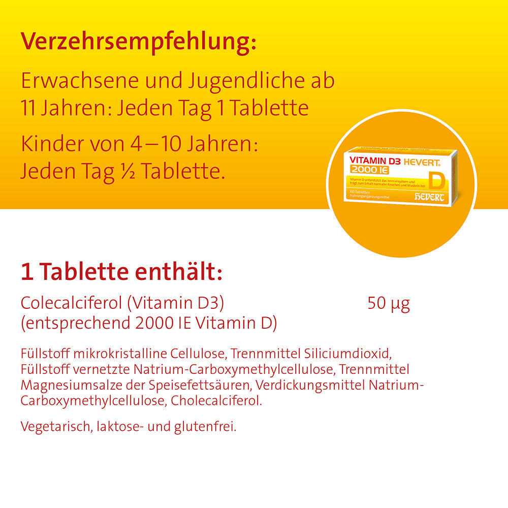 Vitamin D3 Hevert 2000 IE, 60 St. Tabletten