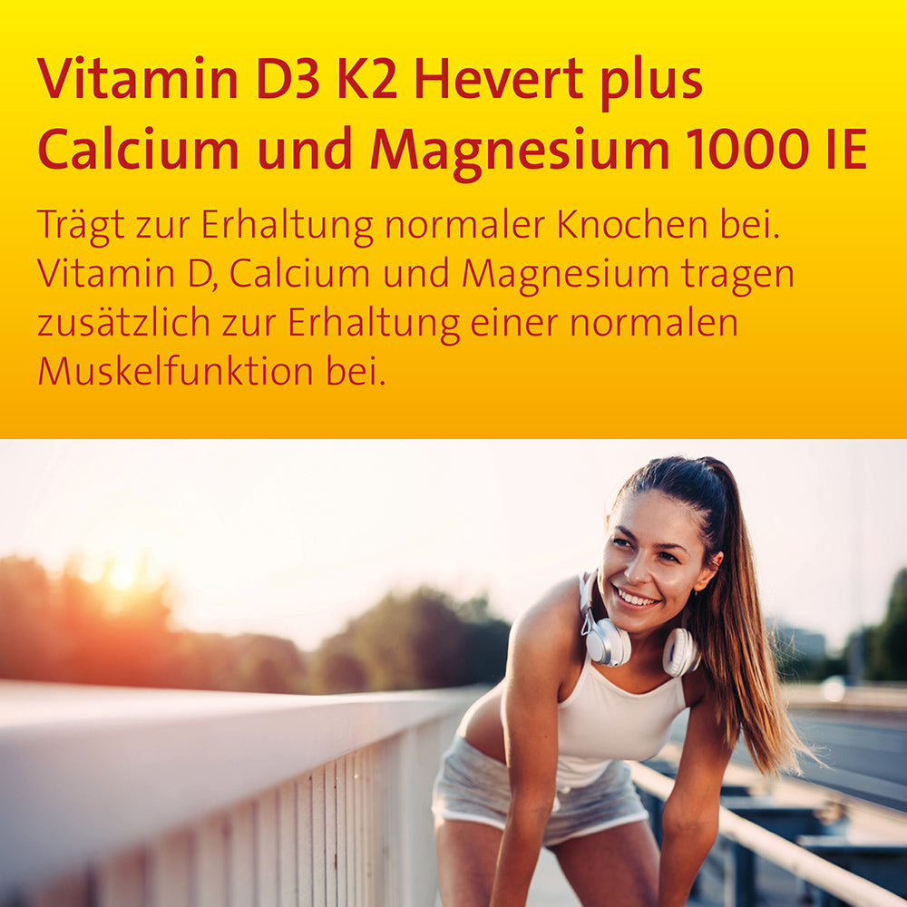 Vitamin D3 K2 Hevert plus Calcium und Magnesium 1000 IE, 60 St. Kapseln