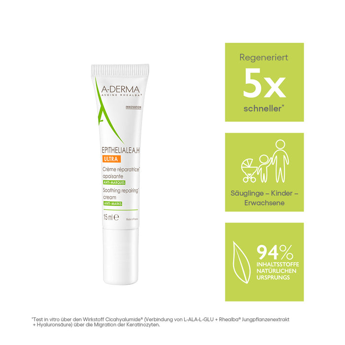 A-DERMA EPITHELIALE A.H ULTRA beruhigende regenerierende Creme, 15 ml Crème