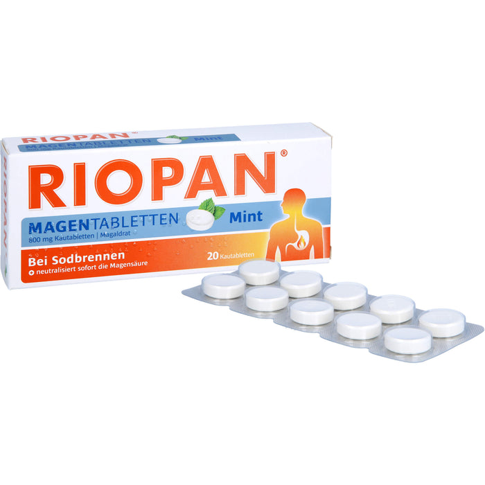 RIOPAN Magentabletten Kautabletten Mint bei Sodbrennen, 20 pcs. Tablets