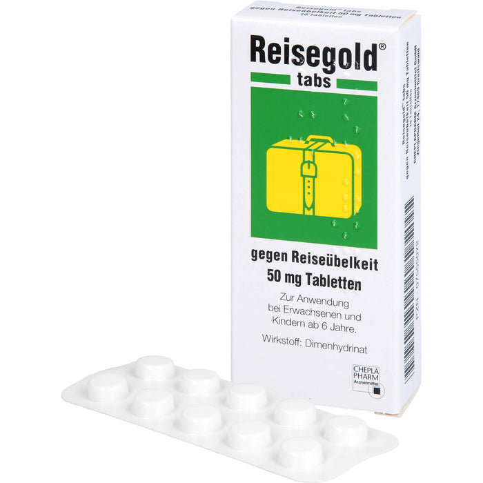 Reisegold tabs Tabletten gegen Reiseübelkeit, 10 pcs. Tablets