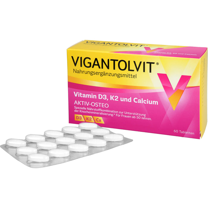 VIGANTOLVIT Vitamin D3, K2 und Calcium Tabletten, 60 pc Tablettes