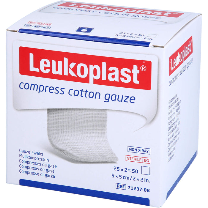 Leukoplast Compress Cotton Gauze STE 5X5 12f, 25X2 St KOM