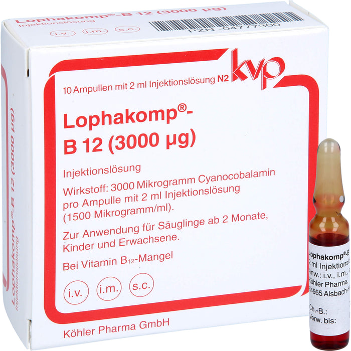 Lophakomp-B12 (3000 µg) Ampullen zur parenteralen B 12-Therapie in Depotform, 10 pcs. Ampoules