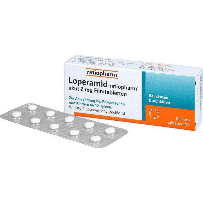 Loperamid-ratiopharm akut Filmtabletten, 10 St. Tabletten