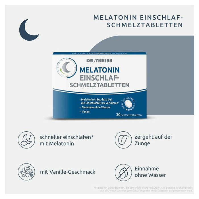 Dr. Theiss Melatonin Einschlaf-Schmelztabletten, 30 St. Tabletten